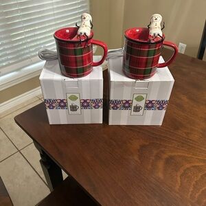 Scentsy Festive Plaid Mug Set with Snowman
